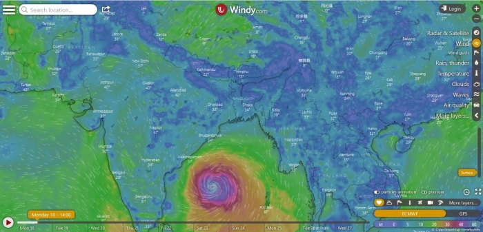 ঘূর্ণিঝড় আম্ফান: বিপদ সংকেত উঠে গেল ৭ নম্বরে