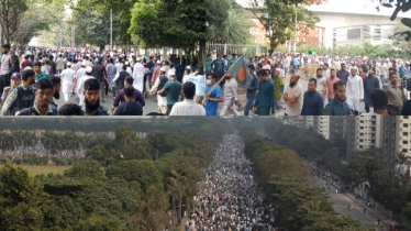 হাদির জানাজায় অংশ নিতে মানুষের ঢল, স্লোগানে মুখরিত মানিক মিয়া