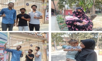 নারায়ণগঞ্জে প্রথম ভোট দিয়ে উচ্ছ্বসিত তরুণেরা
