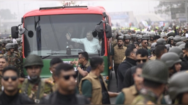 কুড়িল ফ্লাইওভার পেরিয়ে পূর্বাচলে তারেক রহমানের গাড়িবহর
