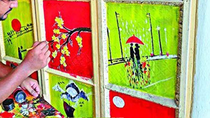 কাচে ফুটেছে ফুল, প্লাস্টিক বোতলে উড়ছে পাখি
